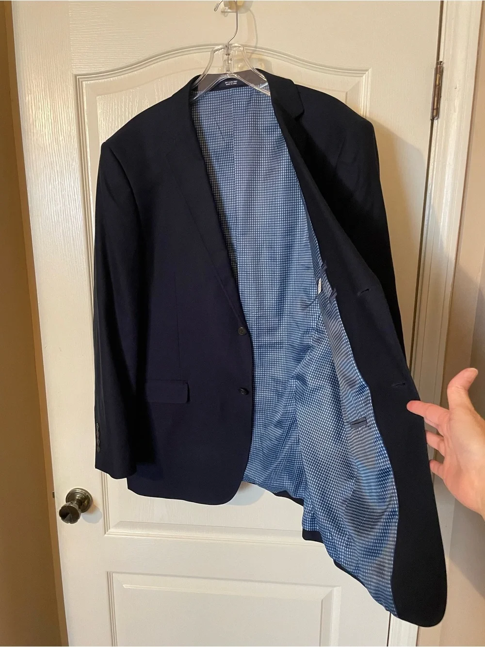 Saddlebred Navy Cotton Blazer Sport Coat Men’s 46L Preppy Ivy Business Casual
